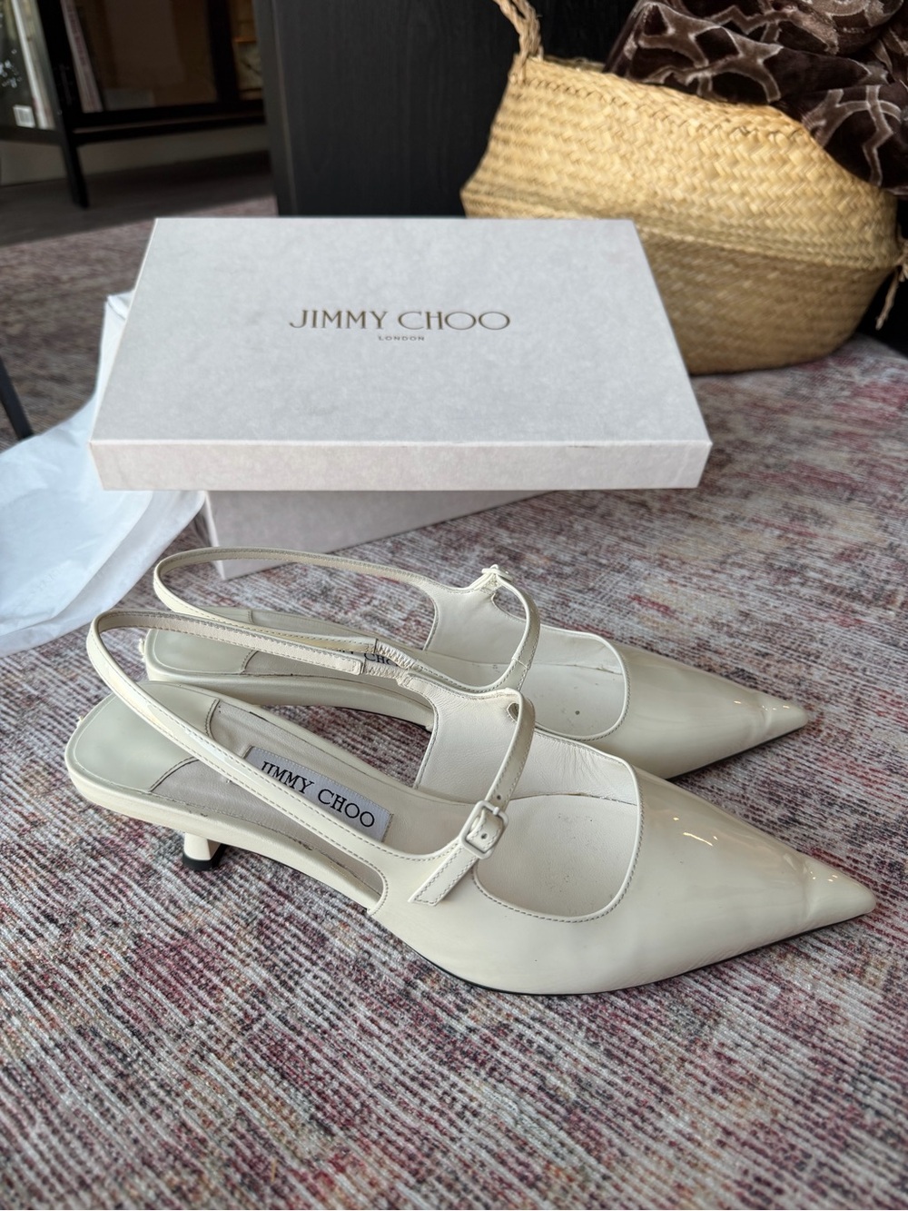 Jimmy Choo - Off-White Didi 45 Kitten Heels